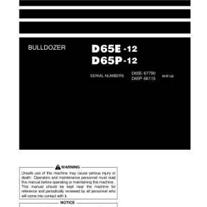 Komatsu D65E-12 D65P-12 Operation and Maintenance Manual PEN02060-00