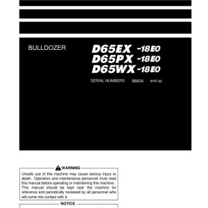 Komatsu D65EX-18E0 D65PX-18E0 D65WX-18E0 Operation and Maintenance Manual PEN02078-00