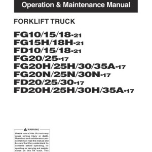 Komatsu FG10-21 to FD35A-17 215660-UP Operation and Maintenance Manual TEN01158-00