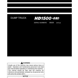 Komatsu HD1500-8E0 85029-UP Operation and Maintenance Manual TEN01161-00