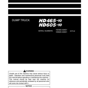 Komatsu HD465-10 HD605-10 60001-UP Operation and Maintenance Manual TEN01125-00