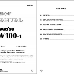 Komatsu LW100-1 Shop Manual SEBM011002