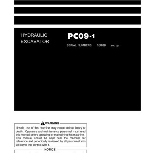 Komatsu PC09-1 16888-UP Operation and Maintenance Manual TEN01162-00