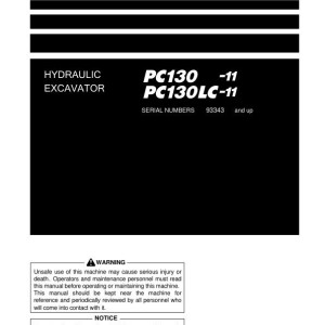 Komatsu PC130-11 PC130LC-11 93343-UP Operation and Maintenance Manual TEN01148-00
