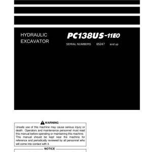 Komatsu PC138US-11E0 65247-UP Operation and Maintenance Manual PEN02105-00