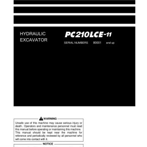 Komatsu PC210LCE-11 80001-UP Operation and Maintenance Manual TEN01159-00