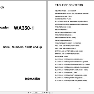 Komatsu WA350-1 SN 10001-UP Spare Parts Catalog PDF