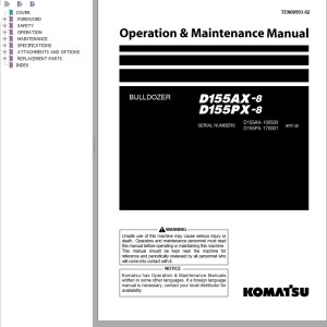 Komatsu D155AX-8 D155PX-8 Operation & Maintenance Manual TEN00993-02