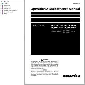 Komatsu D37EXi-24 D37PXi-24 D39EXi-24 D39PXi-24 Operation & Maintenance Manual TEN01001-01