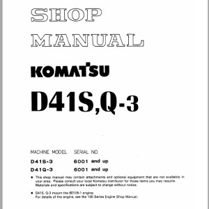 Komatsu D41S-3 D41Q-3 Shop Manual SEBM0125B04