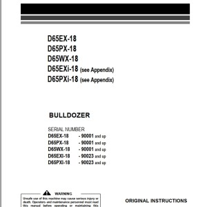 Komatsu D65EX-18 D65PX-18 D65WX-18 D65EXi-18 D65PXi-18 Field Assembly Manual A1M2014A0079
