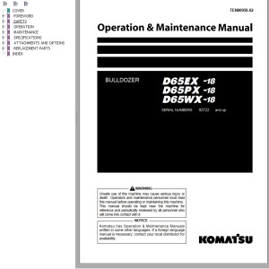 Komatsu D65EX-18 D65PX-18 D65WX-18 Operation & Maintenance Manual TEN00958-02
