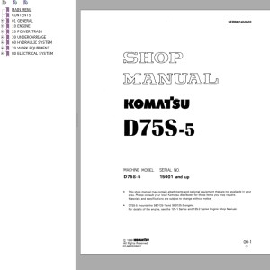 Komatsu D75S-5 Shop Manual SEBD01450503