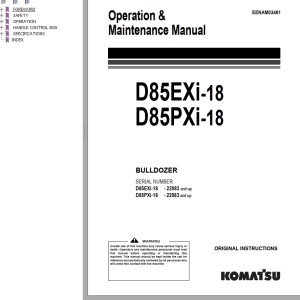 Komatsu D85EXi-18 D85PXi-18 Operation & Maintenance Manual EENAM03461