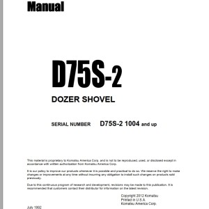 Komatsu D75S-2 Shop Manual D75S2BE2