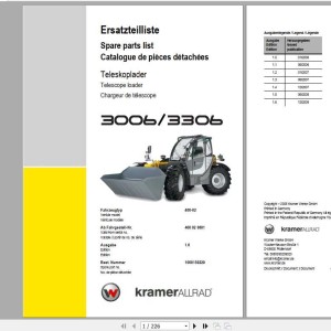 Kramer 3006 3306 400-02 Parts Catalog 1000150229