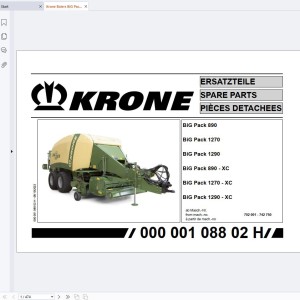 Krone BiG Pack 890 1270 1290 - XC Spare Parts Catalog 150050079_02 DE EN FR