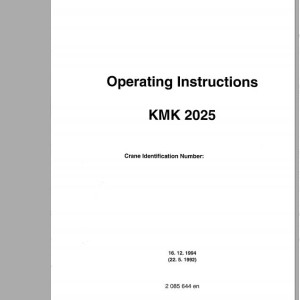 Krupp KMK 2025 Operating Instructions, Maintenance Manual