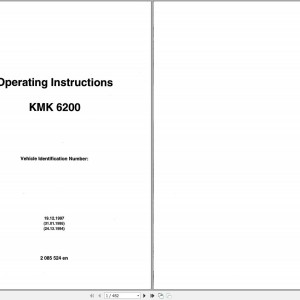 Krupp KMK 6200 Parts Catalog, Electric & Hydraulic Schematic, Operation & Maintenance Manual