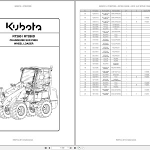 Kubota RT280 RT280D Spare Parts Catalog PDF EN FR