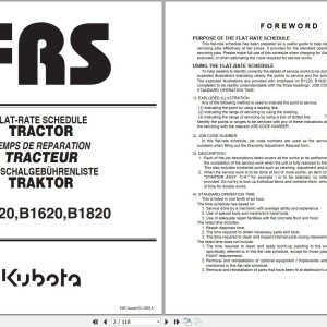 Kubota B1220 B1620 B1820 Flat-Rate Schedule 9Y112-00840 2009 EN DE FR PDF