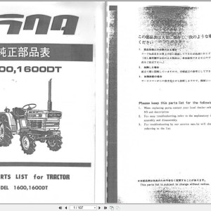 Kubota B1600 B1600DT Parts Catalog FR EN PDF