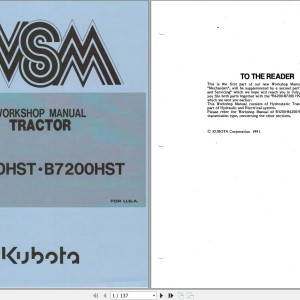Kubota B6200HST B7200HST Workshop Manual 97897-10713 PDF