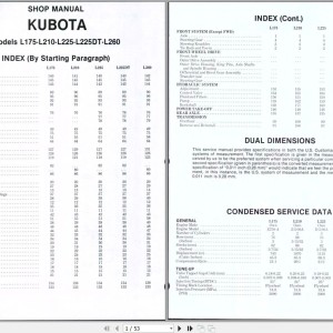 Kubota L175 to L260 Workshop Manual PDF