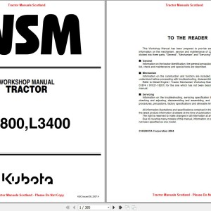 Kubota L2800 L3400 Workshop Manual 9Y011-13193 2007 PDF