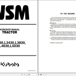 Kubota L3130 to L5030 Workshop Manual 9Y011-13111 2007 PDF