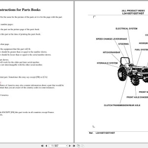 Kubota L3410DT L3410GST L3410HST Parts Catalog PDF