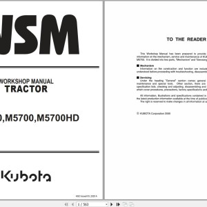 Kubota M4900 M5700 M5700HD Workshop Manual 9Y011-12555 2020 PDF