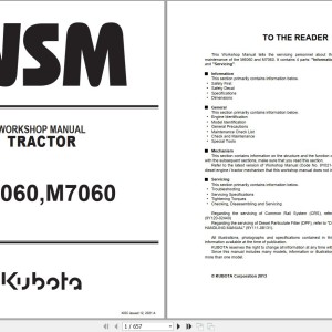 Kubota M6060 M7060 Workshop Manual 9Y111-08268 2021 PDF