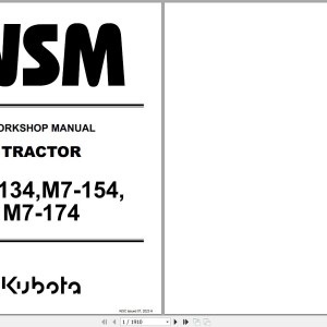 Kubota M7-134 M7-154 M7-174 Workshop Manual 9Y111-27841 2024 PDF