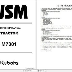 Kubota M7001 Workshop Manual 9Y111-12188 2022 PDF