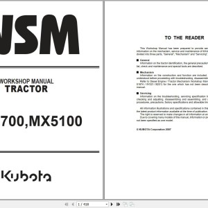 Kubota MX4700 MX5100 Workshop Manual 9Y111-00874 2007 PDF