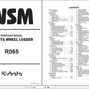 Kubota R065 Workshop Manual RY911-22626 2022 PDF