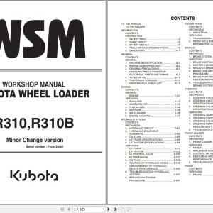 Kubota R310 R310B Workshop Manual RY921-21060 2011 PDF