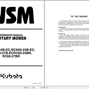 Kubota RCK54-24B-EC to RC60-27BR Workshop Manual 9Y011-17110 2006 PDF