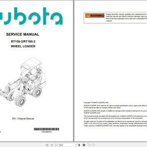 Kubota RT150-2 RT160-2 Service Manual TOB-0086764 2023 PDF