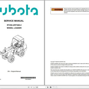 Kubota RT250-2 RT260-2 Service Manual TOB-0086841 2023 PDF