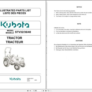 Kubota STV32 STV40 STV36 Illustrated Parts Catalog 97898-23010 EN DE FR PDF