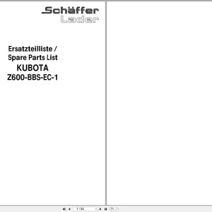 Kubota Z600-BBS-EC-1 Parts Catalog PDF