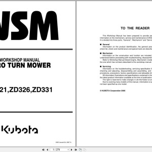 Kubota ZD321 ZD326 ZD331 Workshop Manual 9Y111-00092 2007 PDF