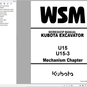 Kubota U15 U15-3 Workshop Manual PDF 97899-61482