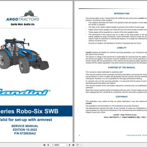 Landini 7 Series Robo-Six SWB (RPD8) Service Manual 6720650A2 2022