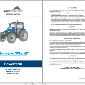 Landini Powerfarm 100 110 120 (RP23) Service Manual 6715327A1 2023