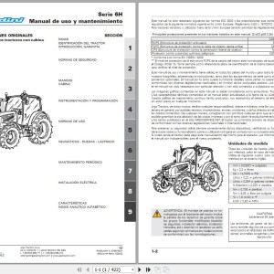 Landini 6-125H 6-135H Maintenance Operators Manual 6708734A1