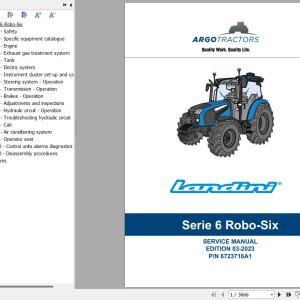 Landini 6-135 6-145 6-155 ROBO-SIX Service Manual 6723716A1