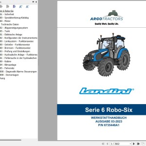 Landini 6-135 6-145 6-155 ROBO-SIX Service Manual 6735446A1